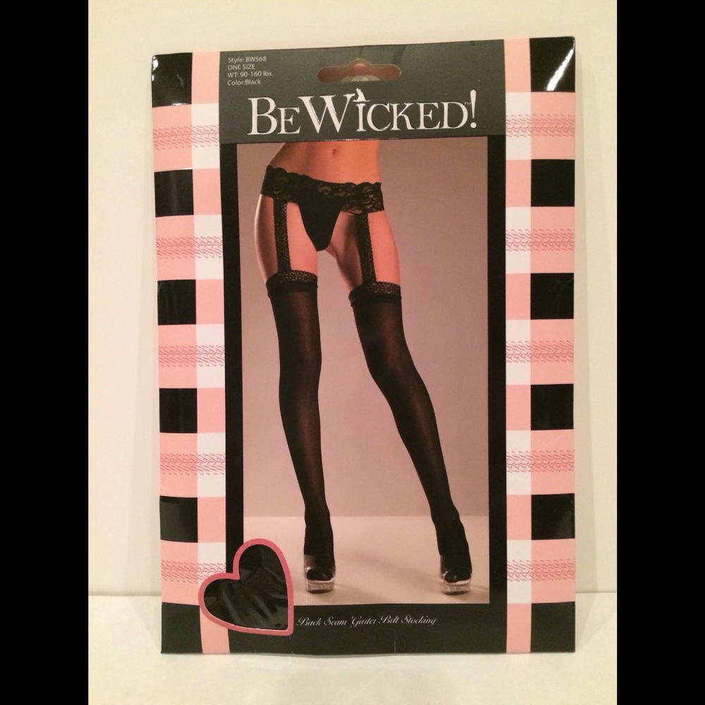 Be Wicked Lace Garter Belt Spandex Stockings